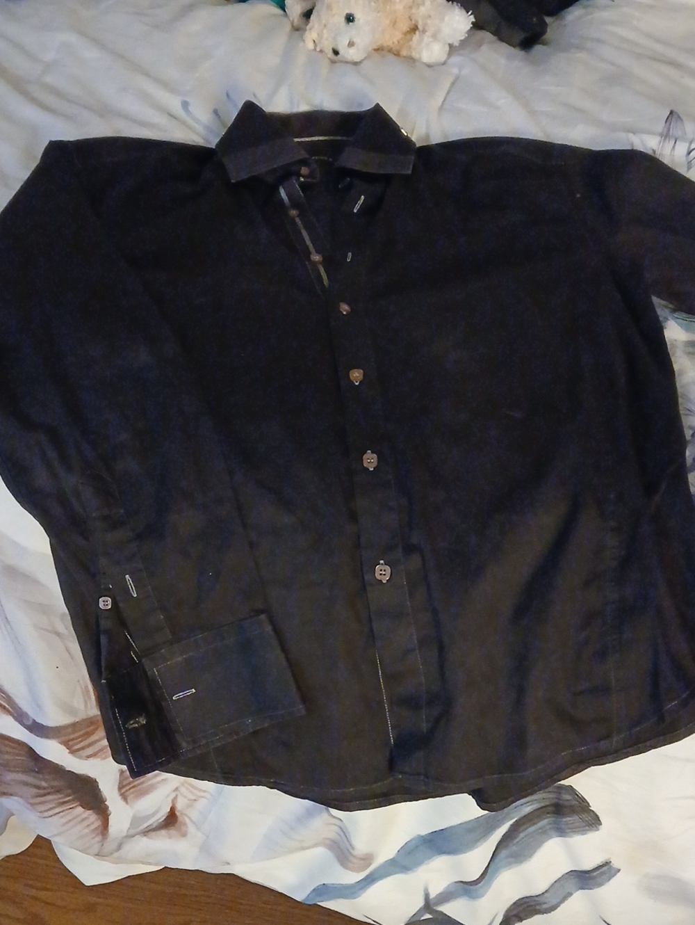 Bespoke Men's Black Long-Sleeve Button-Down Shirt